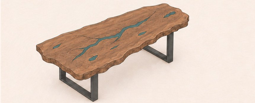 Tisch mit natürlicher Baumkante